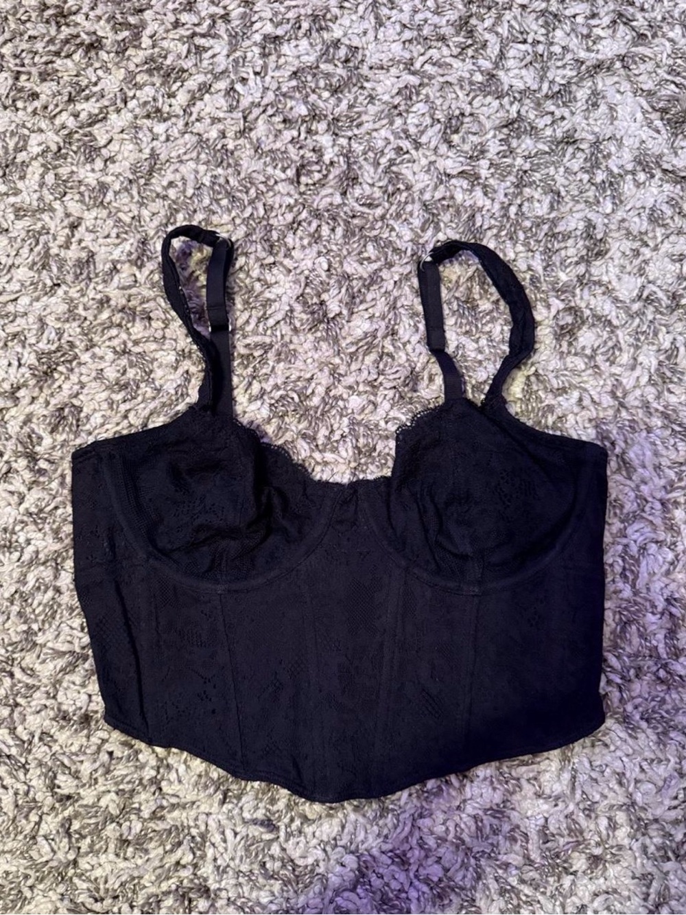 Hollister Black Lace Longline Corset Top